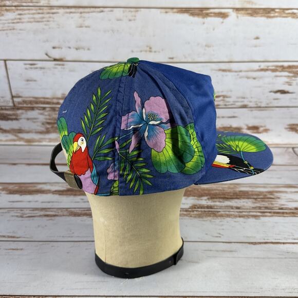 VINTAGE Jeep Eagle Aloha Bowl Hawaii Hat Adult Size Adjustable Floral Mens 80s - Picture 2 of 8